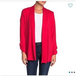 NWT Bobeau Ruched Sleeve Knit Cardigan Petite
